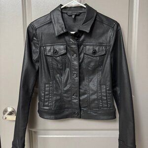 White House Black Market - Wax Coated Denim Black Jacket - Size: 2